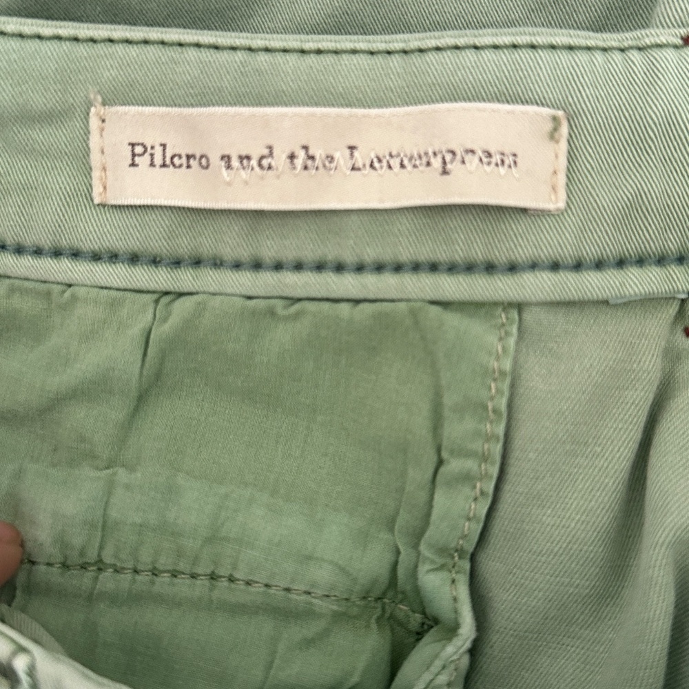 Pilcro and the Letterpress Anthropologie Stet Mid Rise Green Cropped Chinos 30 - Picture 6 of 8